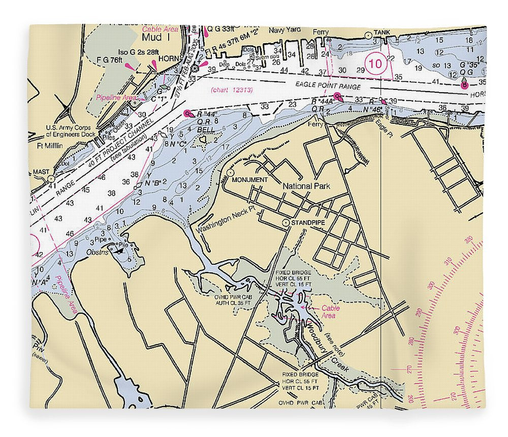 National Park New Jersey Nautical Chart Blanket