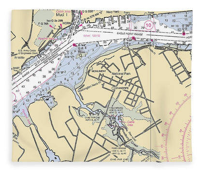 National Park New Jersey Nautical Chart Blanket