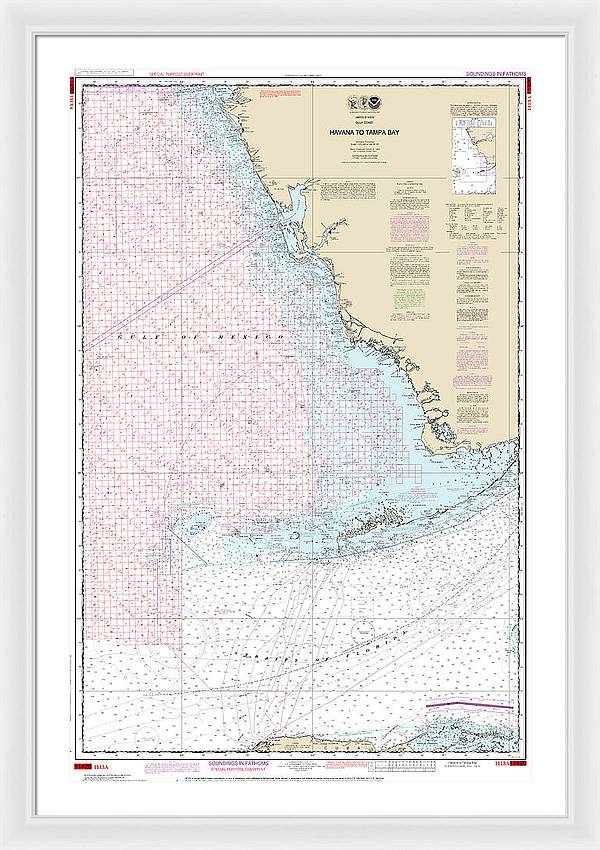 Nautical Chart-1113a Havana-tampa Bay (oil-gas Leasing Areas) - Framed Print