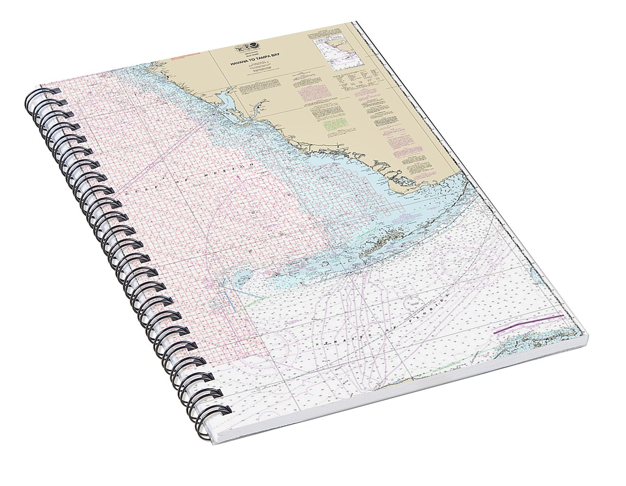 Nautical Chart-1113a Havana-tampa Bay (oil-gas Leasing Areas) - Spiral Notebook