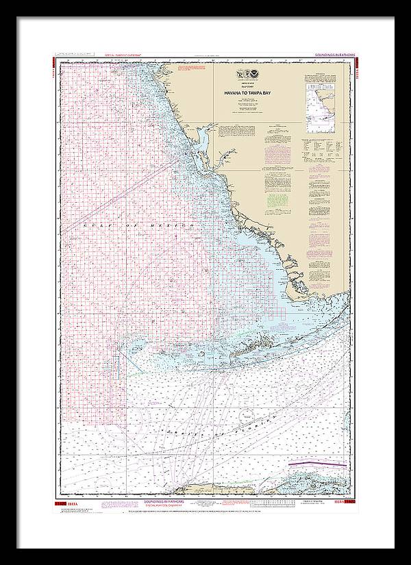 Nautical Chart-1113a Havana-tampa Bay (oil-gas Leasing Areas) - Framed Print