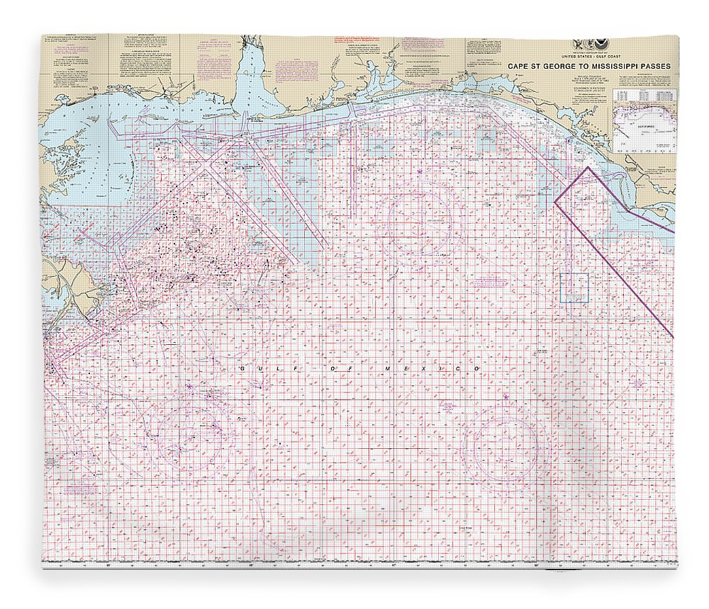 Nautical Chart 1115A Cape St George Mississippi Passes (Oil Gas Leasing Areas) Blanket