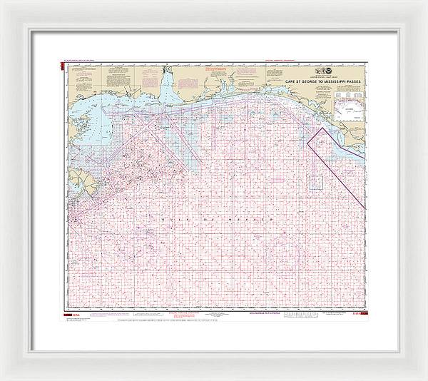 Nautical Chart-1115a Cape St George-mississippi Passes (oil-gas Leasing Areas) - Framed Print