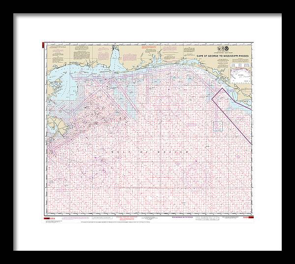 Nautical Chart-1115a Cape St George-mississippi Passes (oil-gas Leasing Areas) - Framed Print