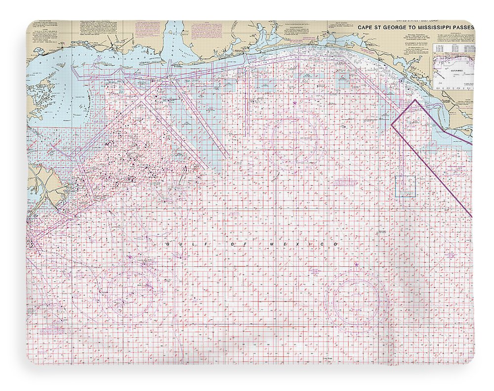 Nautical Chart-1115a Cape St George-mississippi Passes (oil-gas Leasing Areas) - Blanket