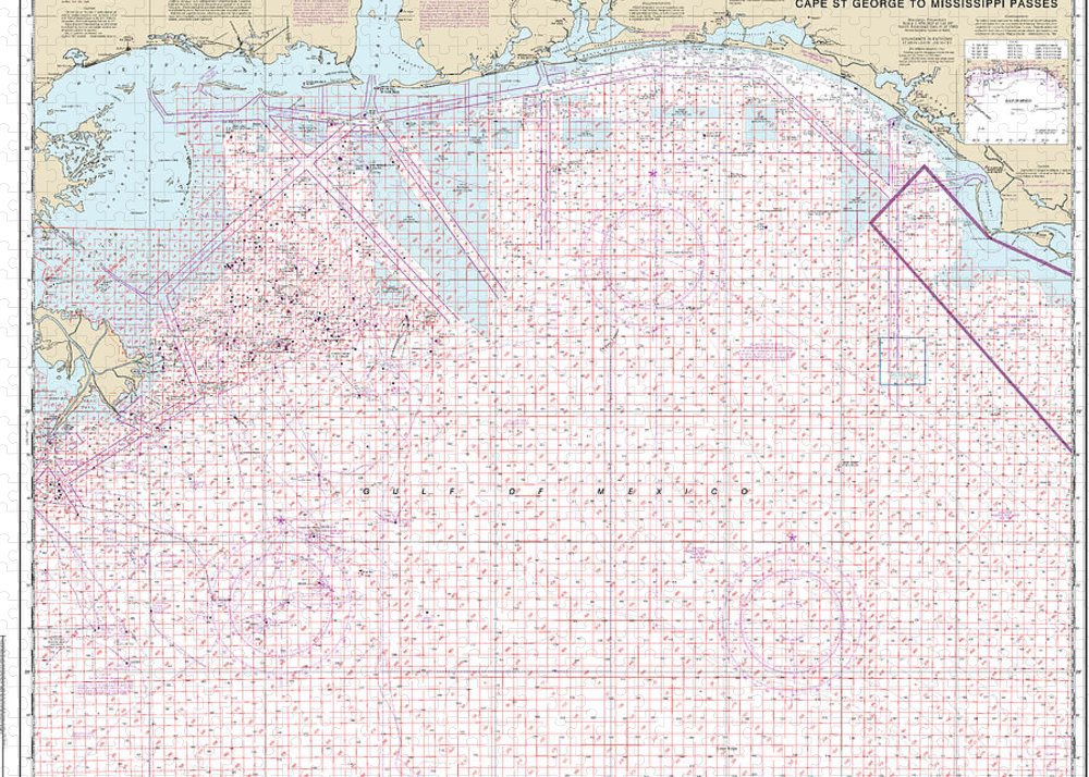 Nautical Chart-1115a Cape St George-mississippi Passes (oil-gas Leasing Areas) - Puzzle