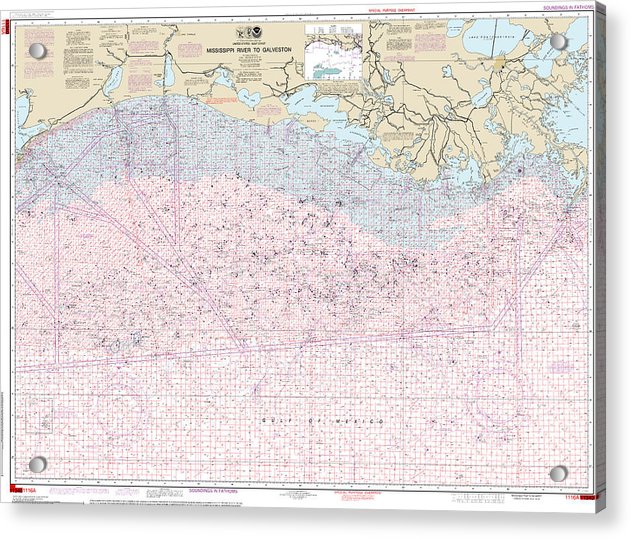 Nautical Chart-1116a Mississippi River-galveston (oil-gas Leasing Areas) - Acrylic Print