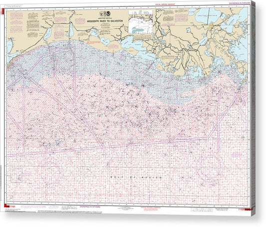 Nautical Chart-1116A Mississippi River-Galveston (Oil-Gas Leasing Areas)  Acrylic Print
