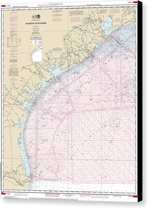 Nautical Chart-1117a Galveston-rio Grande (oil-gas Leasing Areas) - Canvas Print