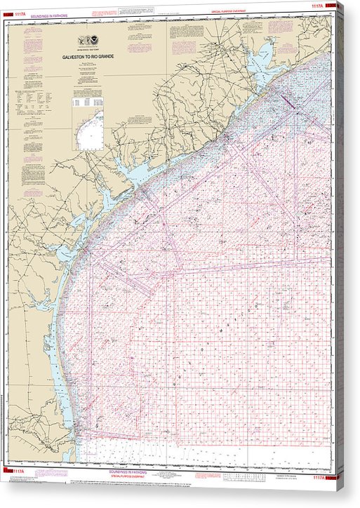 Nautical Chart-1117A Galveston-Rio Grande (Oil-Gas Leasing Areas)  Acrylic Print
