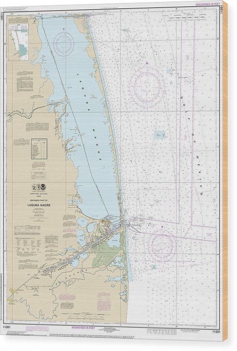 Nautical Chart-11301 Southern Part-Laguna Madre Wood Print