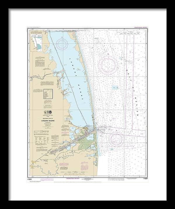 Nautical Chart-11301 Southern Part-laguna Madre - Framed Print
