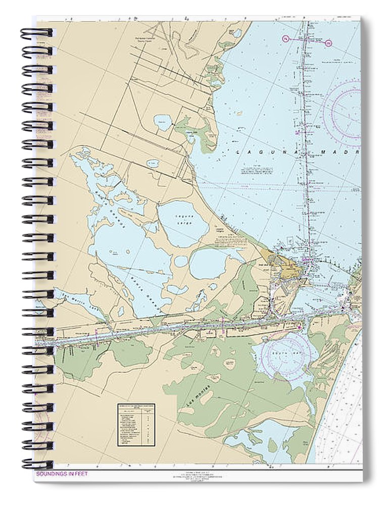 Nautical Chart 11302 Intracoastal Waterway Stover Point Port Brownsville, Including Brazos Santiago Pass Spiral Notebook