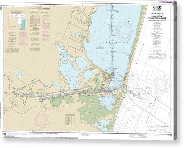 Nautical Chart-11302 Intracoastal Waterway Stover Point-Port Brownsville, Including Brazos Santiago Pass  Acrylic Print
