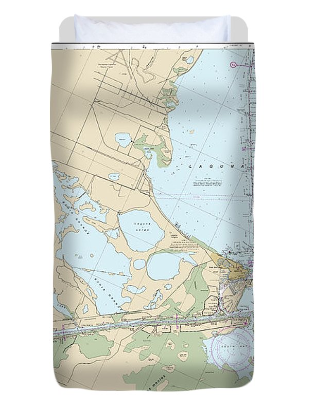 Nautical Chart-11302 Intracoastal Waterway Stover Point-port Brownsville, Including Brazos Santiago Pass - Duvet Cover