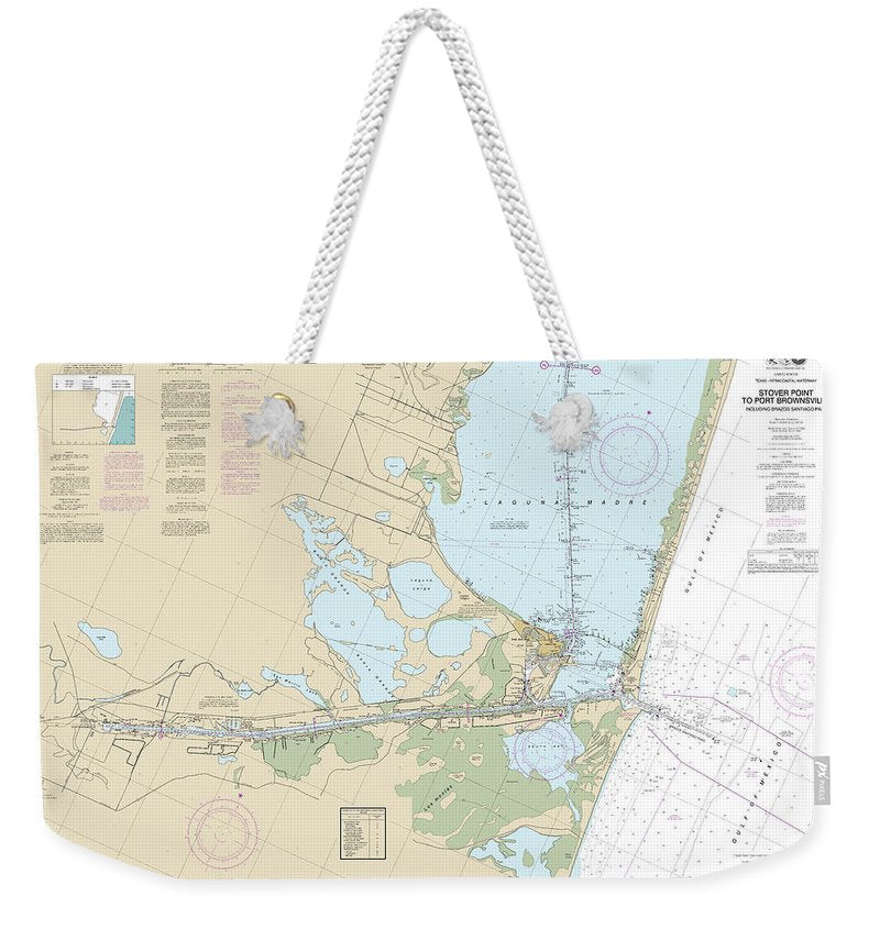 Nautical Chart-11302 Intracoastal Waterway Stover Point-port Brownsville, Including Brazos Santiago Pass - Weekender Tote Bag