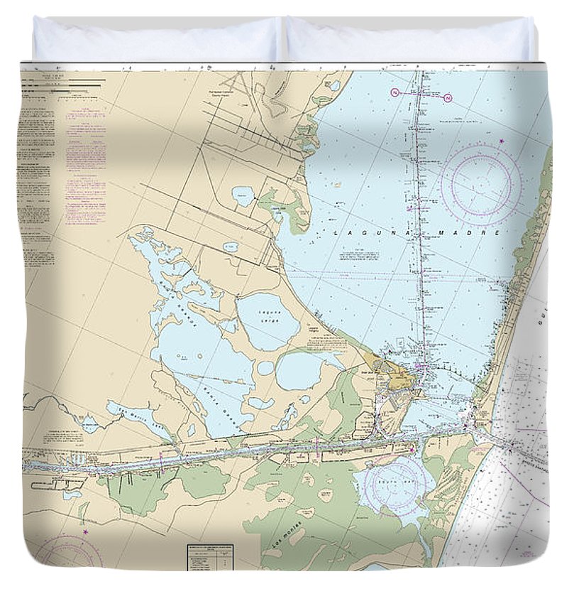Nautical Chart 11302 Intracoastal Waterway Stover Point Port Brownsville, Including Brazos Santiago Pass Duvet Cover