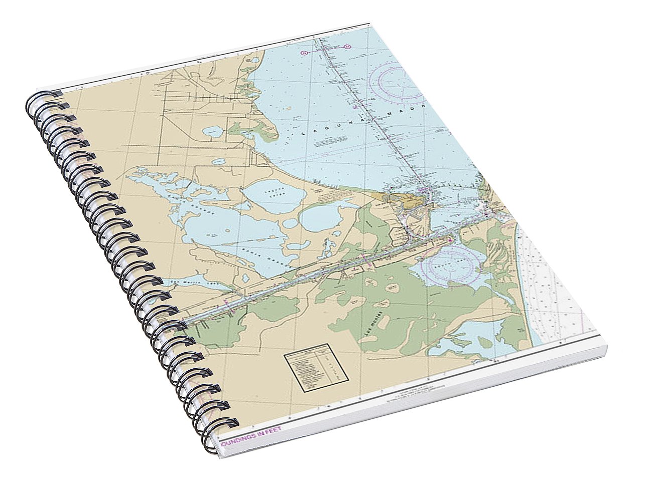 Nautical Chart-11302 Intracoastal Waterway Stover Point-port Brownsville, Including Brazos Santiago Pass - Spiral Notebook