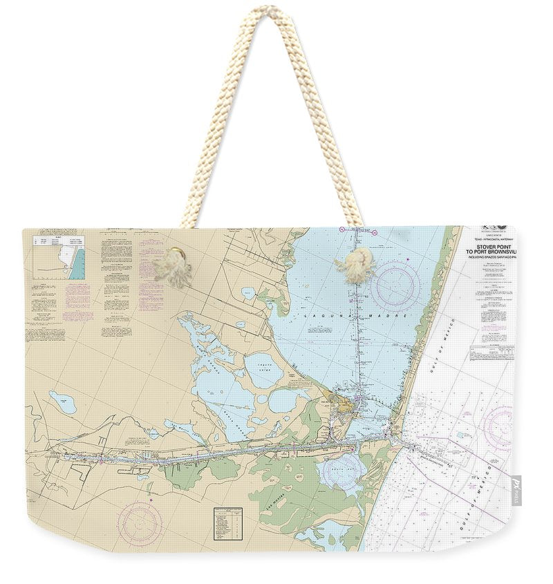 Nautical Chart-11302 Intracoastal Waterway Stover Point-port Brownsville, Including Brazos Santiago Pass - Weekender Tote Bag