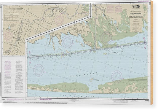 Nautical Chart-11303 Intracoastal Waterway Laguna Madre Chubby Island-Stover Point, Including The Arroyo Colorado Wood Print