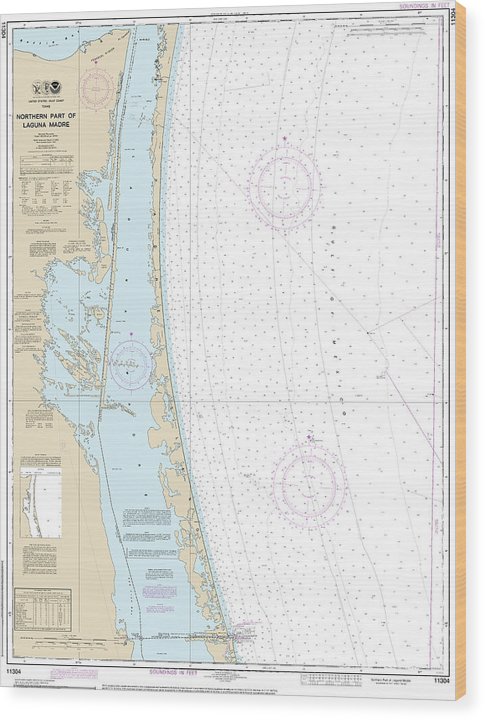Nautical Chart-11304 Northern Part-Laguna Madre Wood Print