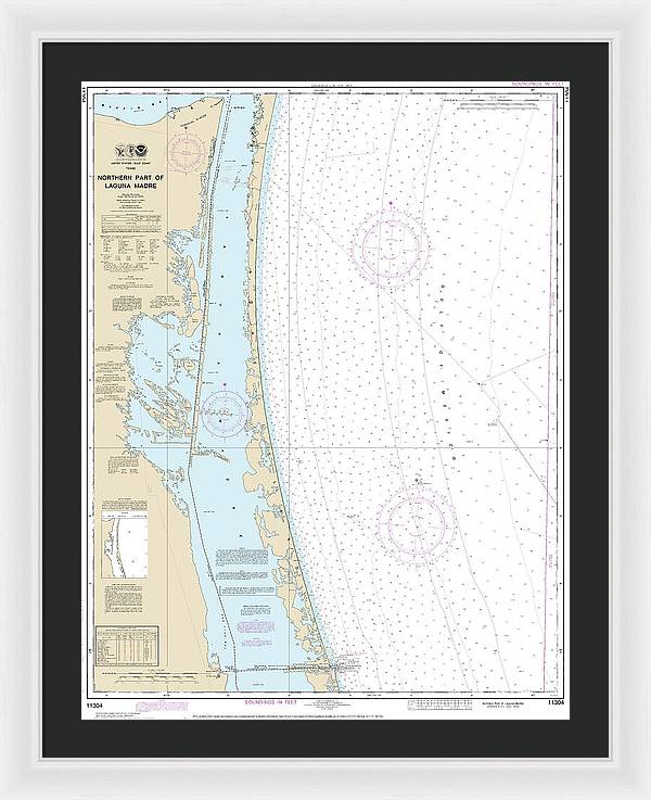 Nautical Chart-11304 Northern Part-laguna Madre - Framed Print