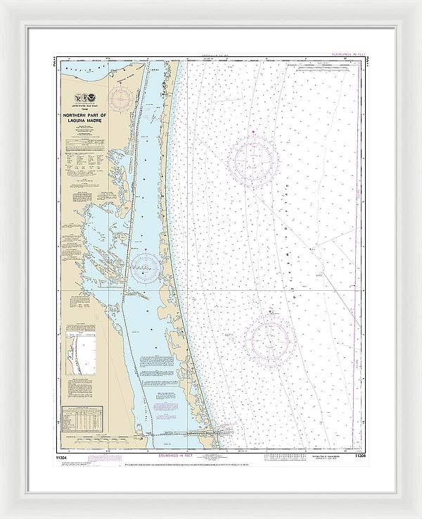 Nautical Chart-11304 Northern Part-laguna Madre - Framed Print