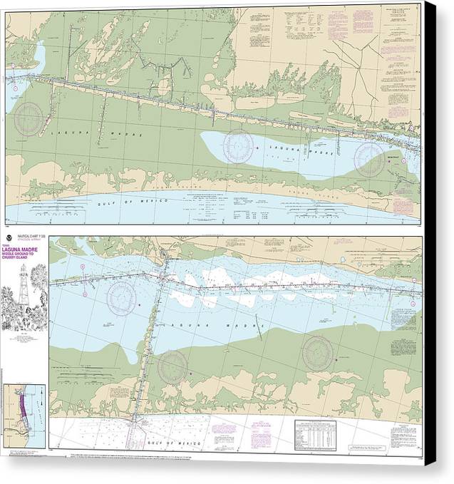 Nautical Chart-11306 Intracoastal Waterway Laguna Madre Middle Ground-chubby Island - Canvas Print