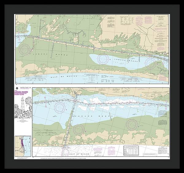 Nautical Chart-11306 Intracoastal Waterway Laguna Madre Middle Ground-chubby Island - Framed Print