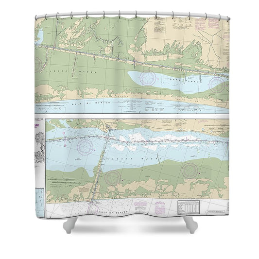 Nautical Chart 11306 Intracoastal Waterway Laguna Madre Middle Ground Chubby Island Shower Curtain