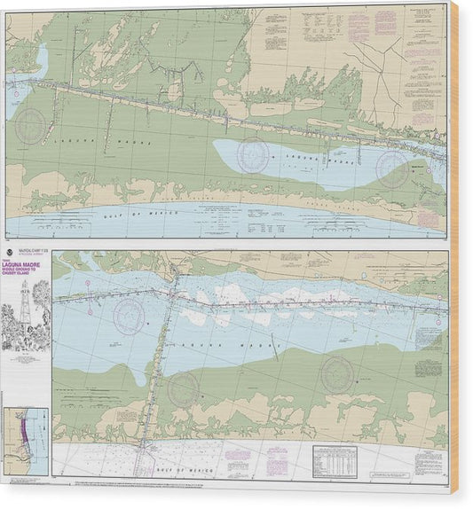 Nautical Chart-11306 Intracoastal Waterway Laguna Madre Middle Ground-Chubby Island Wood Print