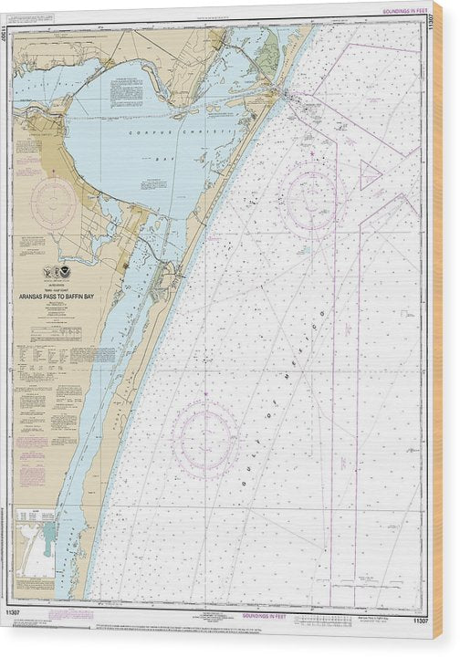 Nautical Chart-11307 Aransas Pass-Baffin Bay Wood Print