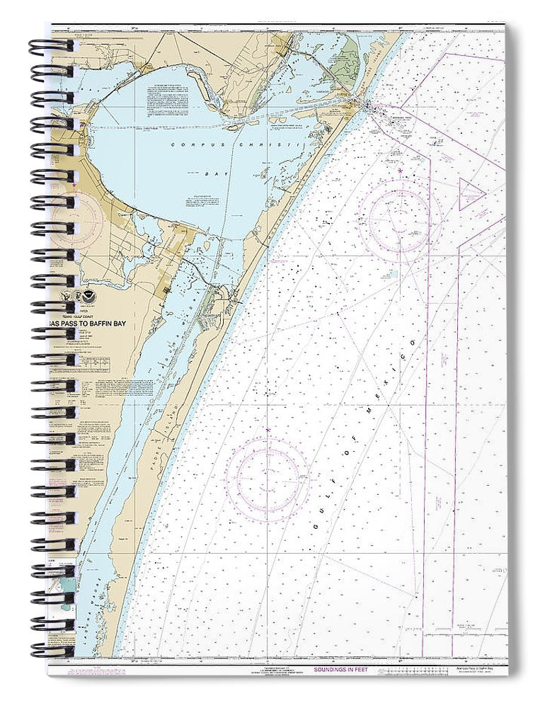 Nautical Chart 11307 Aransas Pass Baffin Bay Spiral Notebook