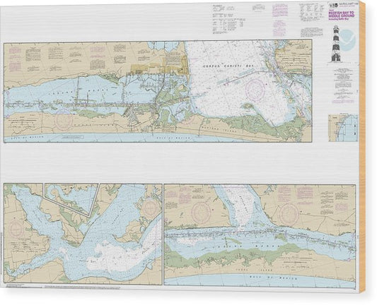 Nautical Chart-11308 Intracoastal Waterway Redfish Bay-Middle Ground Wood Print