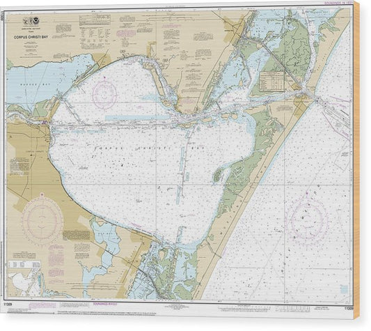 Nautical Chart-11309 Corpus Christi Bay Wood Print