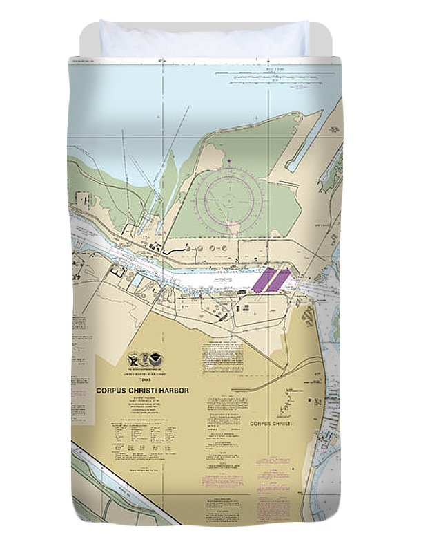 Nautical Chart-11311 Corpus Christi Harbor - Duvet Cover