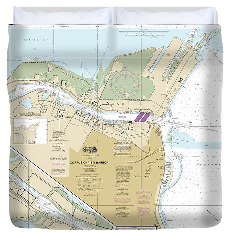 Nautical Chart 11311 Corpus Christi Harbor Duvet Cover