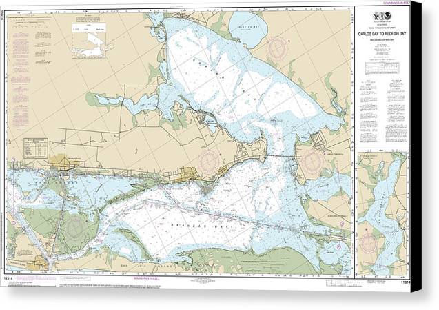 Nautical Chart-11314 Intracoastal Waterway Carlos Bay-redfish Bay, Including Copano Bay - Canvas Print