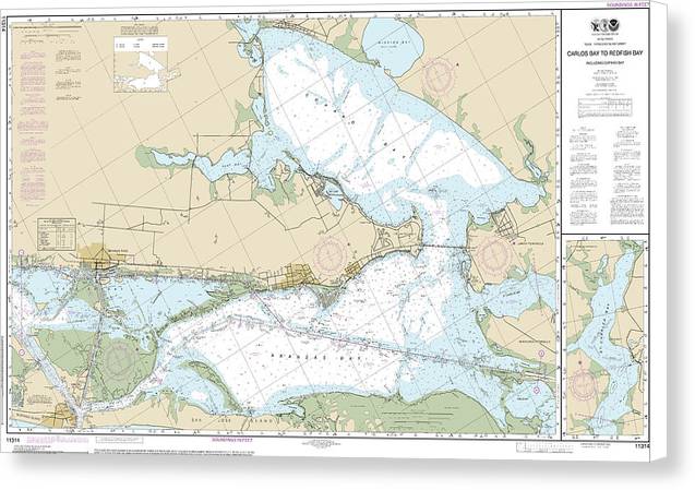 Nautical Chart-11314 Intracoastal Waterway Carlos Bay-redfish Bay, Including Copano Bay - Canvas Print