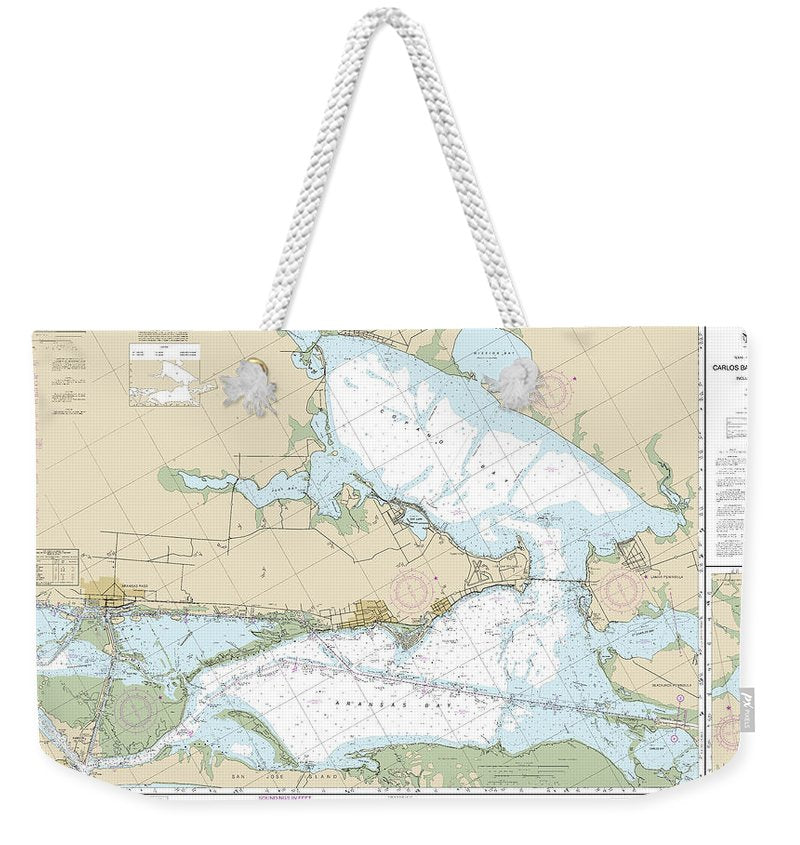 Nautical Chart-11314 Intracoastal Waterway Carlos Bay-redfish Bay, Including Copano Bay - Weekender Tote Bag