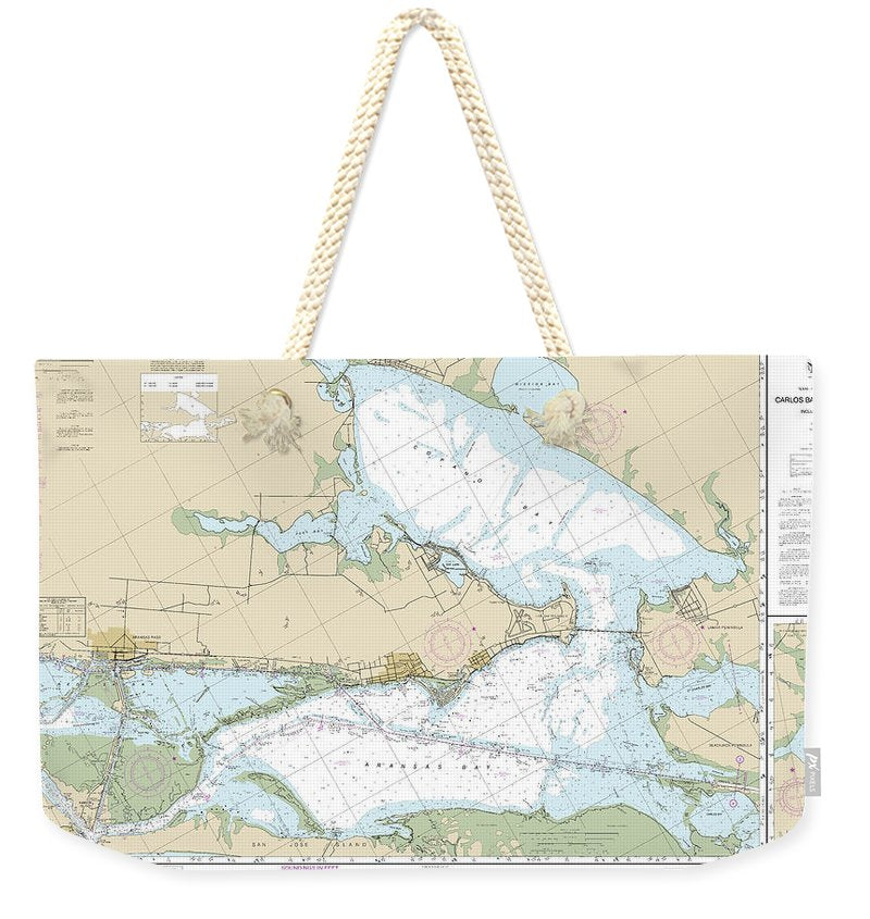 Nautical Chart-11314 Intracoastal Waterway Carlos Bay-redfish Bay, Including Copano Bay - Weekender Tote Bag