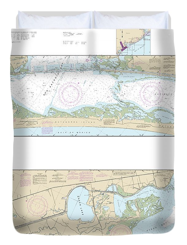 Nautical Chart-11315 Intracoastal Waterway Espiritu Santo Bay-carlos Bay Including San Antonio Bay-victoria Barge Canal - Duvet Cover