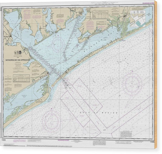 Nautical Chart-11316 Matagorda Bay-Approaches Wood Print