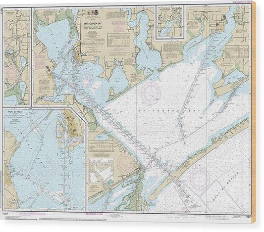 Nautical Chart-11317 Matagorda Bay Including Lavaca-Tres Palacios Bays, Port Lavaca, Continuation-Lavaca River, Continuation-Tres Palacios Bay Wood Print
