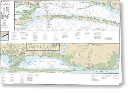 Nautical Chart-11319 Intracoastal Waterway Cedar Lakes-espiritu Santo Bay - Greeting Card