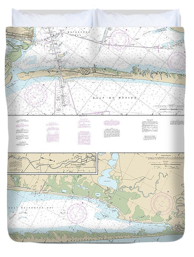 Nautical Chart-11319 Intracoastal Waterway Cedar Lakes-espiritu Santo Bay - Duvet Cover