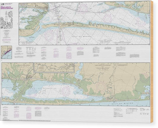 Nautical Chart-11319 Intracoastal Waterway Cedar Lakes-Espiritu Santo Bay Wood Print