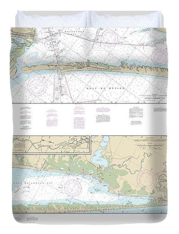 Nautical Chart-11319 Intracoastal Waterway Cedar Lakes-espiritu Santo Bay - Duvet Cover