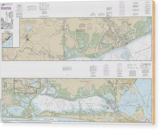 Nautical Chart-11322 Intracoastal Waterway Galveston Bay-Cedar Lakes Wood Print
