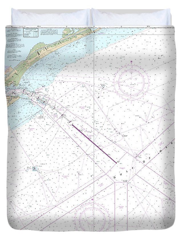 Nautical Chart-11323 Approaches-galveston Bay - Duvet Cover